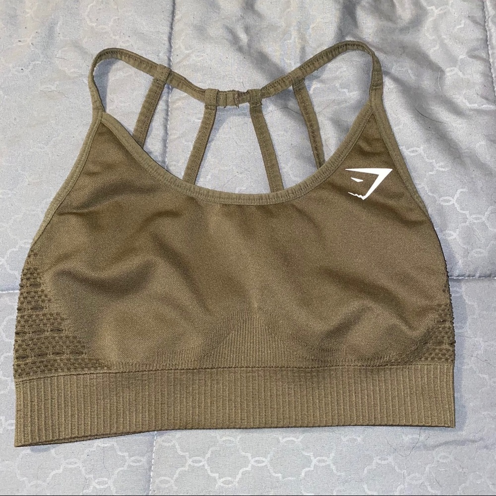 Army green gymshark bra
